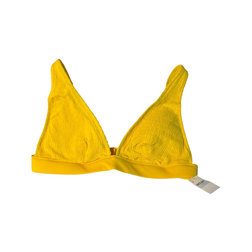 Aerie Yellow Smocked Triangle Bikini Top Adjustable Straps Small NWT